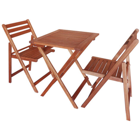 Salon de jardin - une table et 2 chaises en Acacia (1/4)