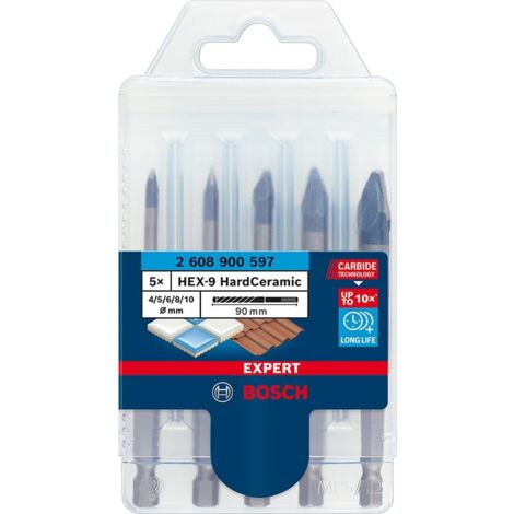 Cerámica dura Hex-9 Expert BOSCH drill Ø 4/5/6/8/10 mm - 5 piezas - 2608900597