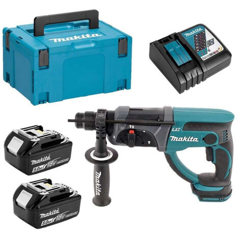 Martillo perforador SDS-Plus 18 V Li-Ion 5 Ah 20 mm MAKITA - 2 baterías, cargador, maletín - DHR202RTJ