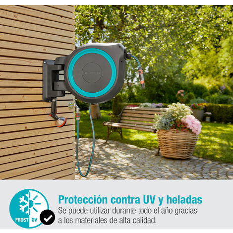 GARDENA Portamangueras de pared automático RollUp XL 35 m línea turquesa (18630-20)