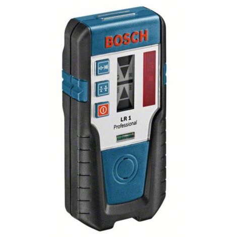Bosch Professional Receptor láser LR 1 (haz láser rojo, 1 batería de 9 V, montura, alcance 0–200 m)