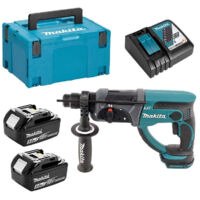 Martillo perforador SDS-Plus 18 V Li-Ion 5 Ah 20 mm MAKITA - 2 baterías, cargador, maletín - DHR202RTJ