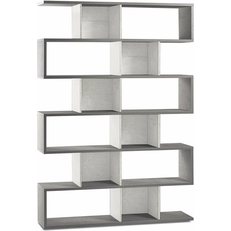 Libreria Modulare H150 L150 Kit Ossido Bianco - Cemento, cm 150 x 144 x 38