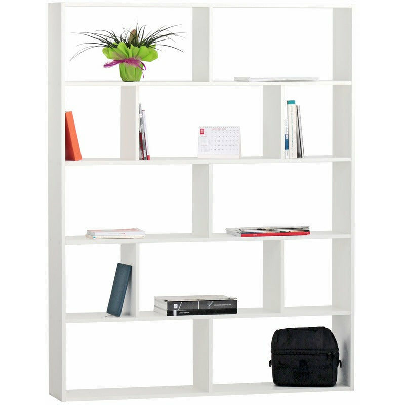 Estensione libreria alta modulare Afrodite, 90 x 44 x 200 cm,  Metallo/Nobilitato Melaminico, Struttura Bianca, Ripiani e retro Bianchi -  Librerie