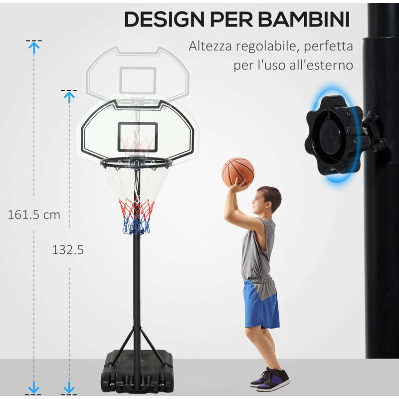 Canestro da basket 3 in 1 con 5 altezze regolabili, Canestro da basket e  gioco del golf per bambini, Blu - Costway