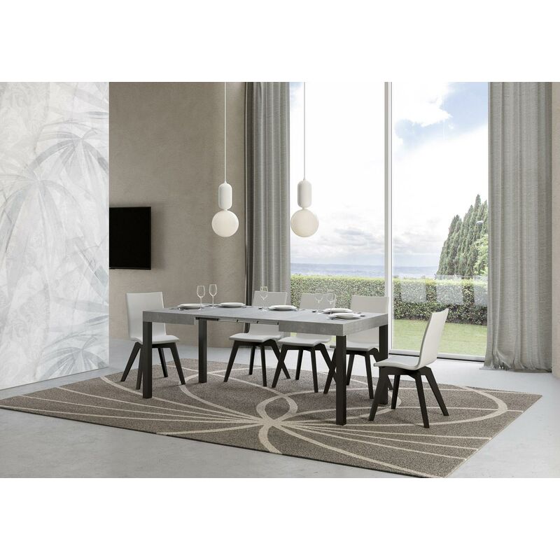 Tavolo allungabile Dilici, Consolle estensibile per sala da pranzo, Tavolo  apribile da cucina con prolunga, 140/190x90h78 cm, Rovere Grigio e Bianco