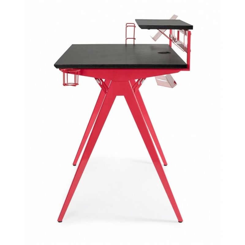 Scrivania Gaming 135,5x60x95 cm Gaming in MDF Rosso-Nero