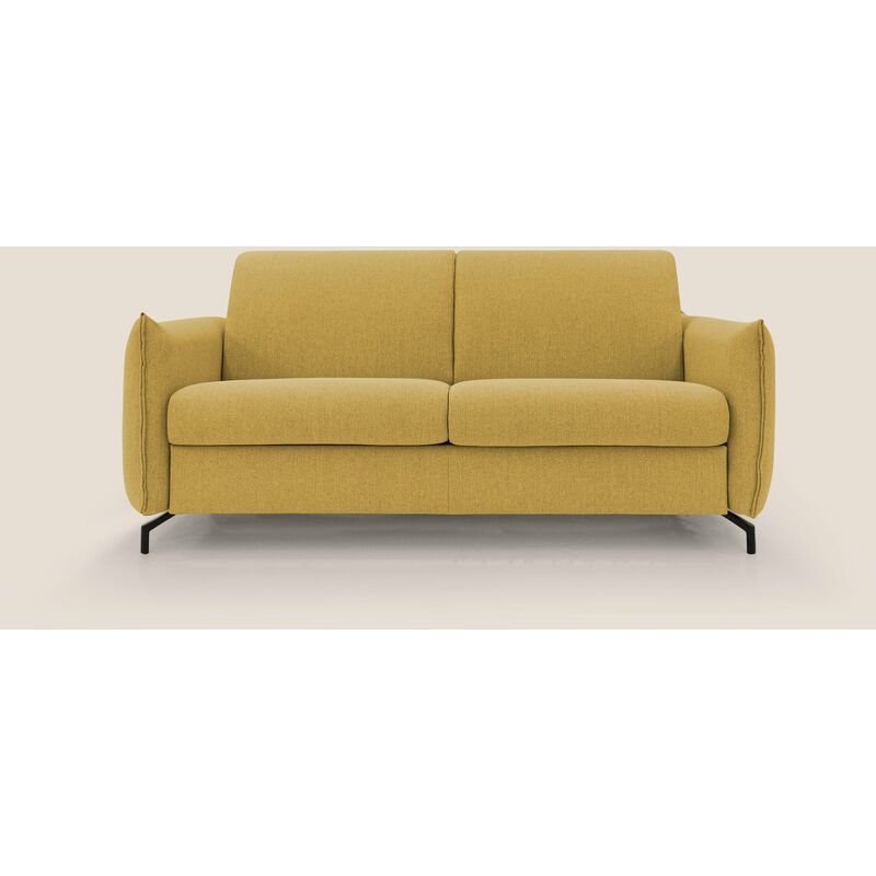 Divano Letto 3 Posti 195x95x96 cm in Tessuto Giallo