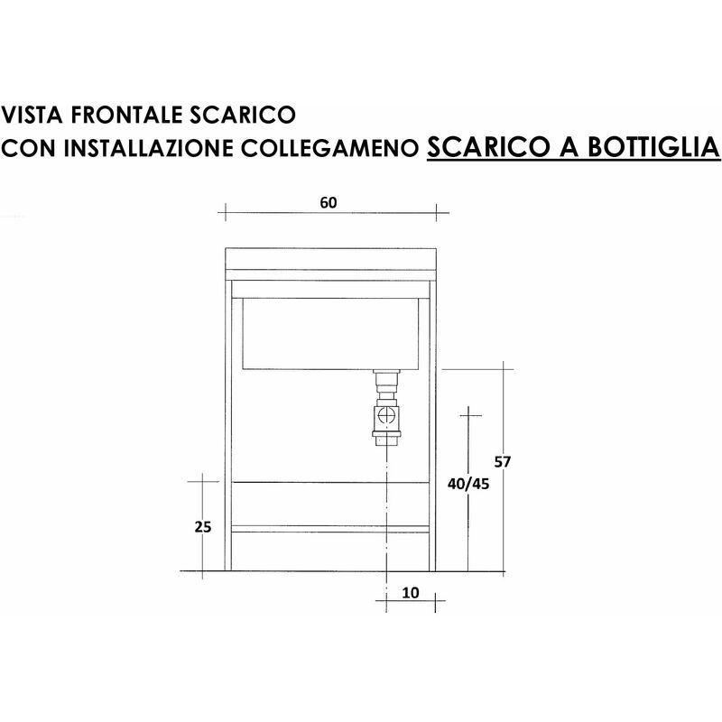 Edilla Montegrappa Mobile lavatoio lavanderia asse legno 2 ante