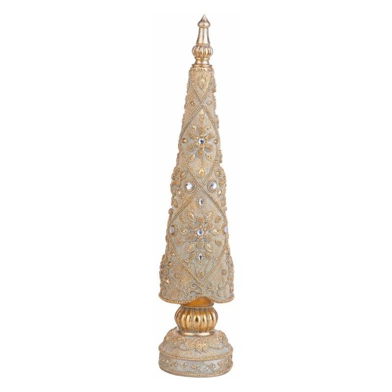 Mini Albero di Natale Decorativo 46 cm Cono con Diamanti Oro