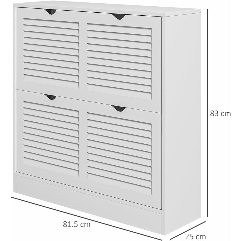 Scarpiera 81x86h cm con 2 ante in legno bianco lucido - Sharps