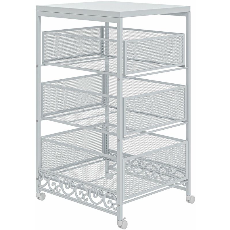 Carrello Da Cucina A 3 Livelli Con Rotelle - Acciaio, Bianco, 45x30x79 Cm, Per Casa E Ufficio - Foto 7