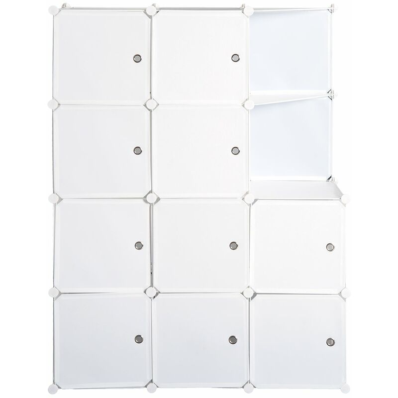 Armadio Guardaroba Modulare 10 Cubi Bianco 111x47x145 cm