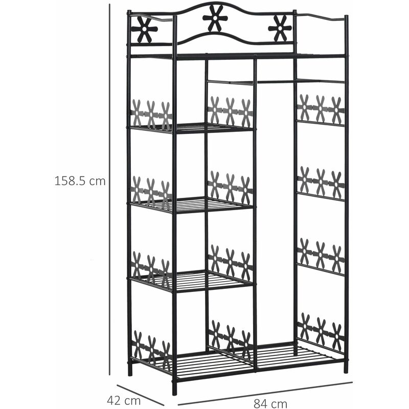 DecHome Armadio Aperto Appendiabiti In Ferro Nero 84x42x159 cm - 831150