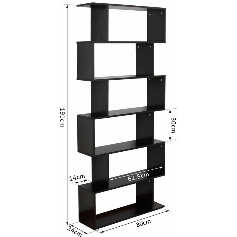 Libreria di Design in Legno Nero 80x24x191 cm