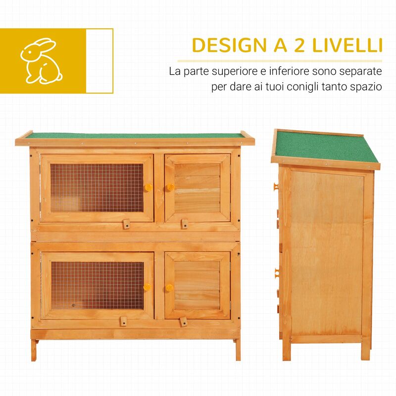 AllMyPets Gabbia per Conigli Conigliera da Esterno in Legno 90x45x80cm  D51068