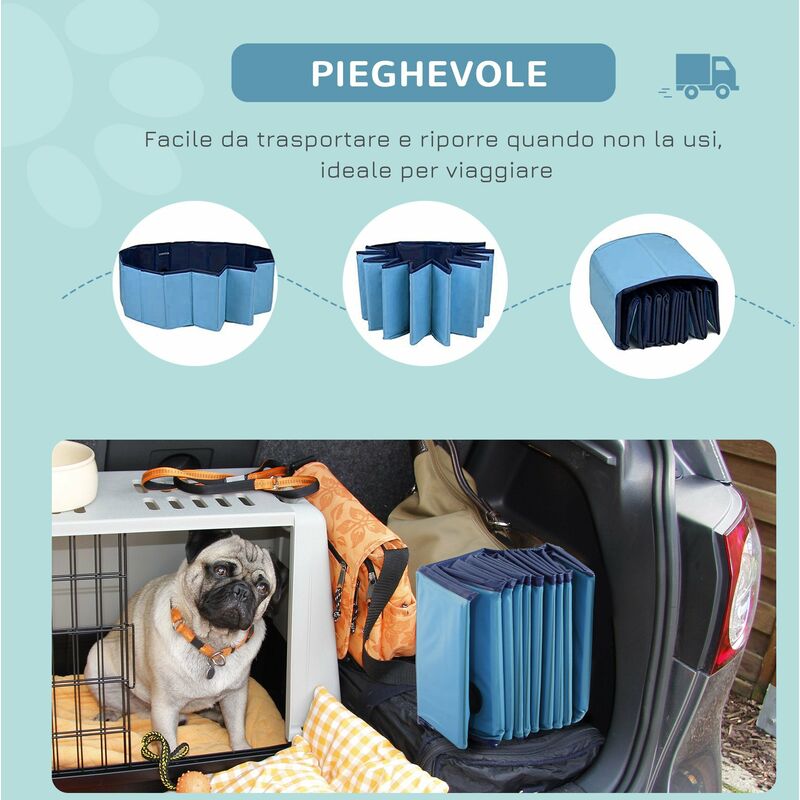 Piscina per Animali Domestici in Plastica Bordo Stabile 120x30 cm Blu