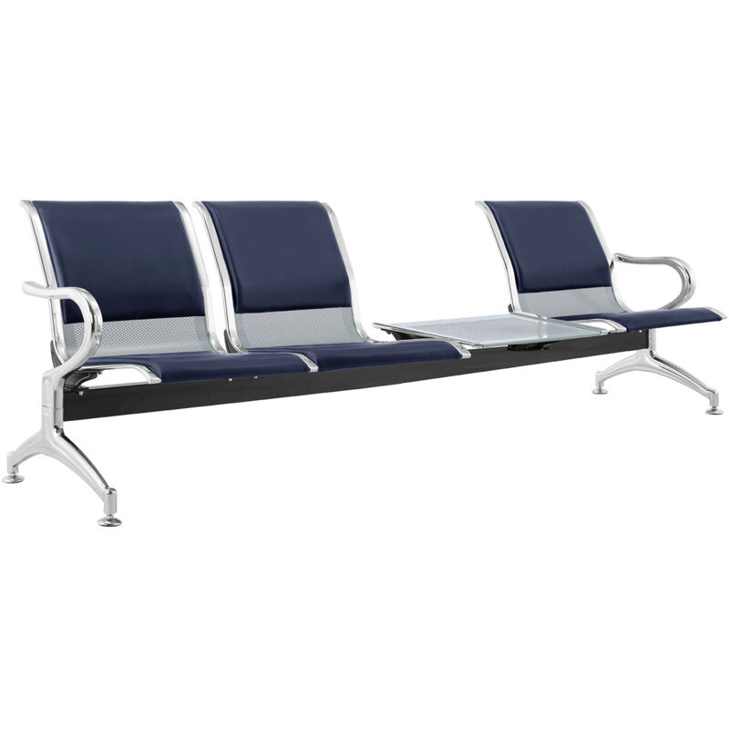 Panca Attesa Metallo 3 Posti - Acciaio Cromato, 180x65x80cm, Facile Sanificazione - Foto 3