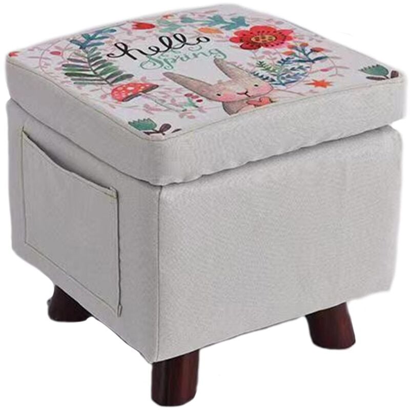 Amazon Pouf Pouf Contenitore Poggiapiedi In Legno E Tessuto Blu