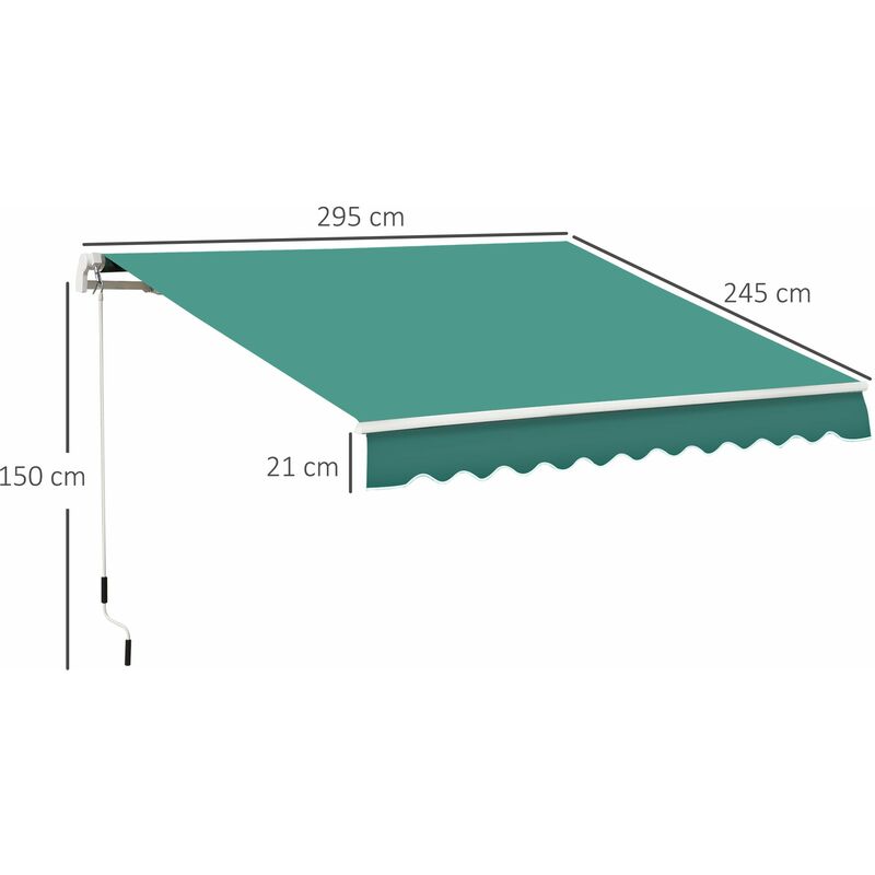 EASYCOMFORT Tenda da Sole a Bracci per Esterno con Manovella, Metallo e  Poliestere, 3x2.5m Verde