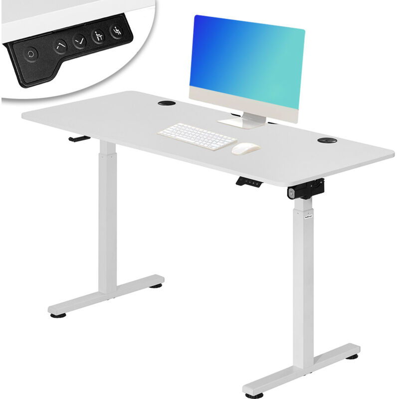 Shahoo Scrivania elettrica con ripiano per monitor, 130 x 61 cm, tavolo angolare regolabile in altezza, postazione di lavoro per computer con