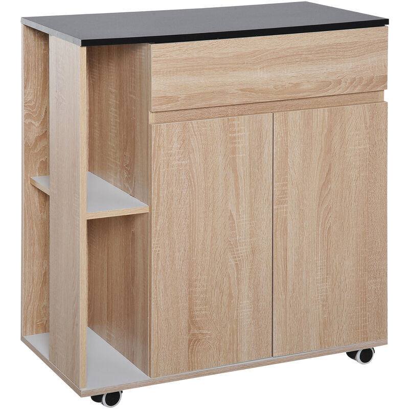 Credenza con ruote Mobile per Microonde da Cucina con 1 Cassetto, 3 Ante  Armadio cucina 89x40x89cm colore grigio FSB78-HG SoBuy