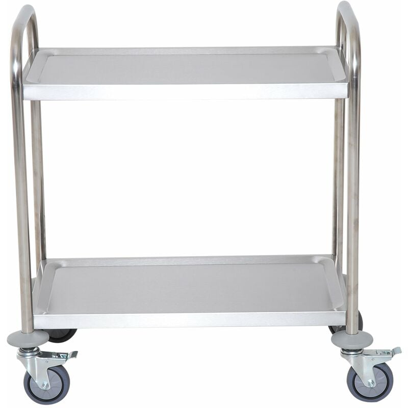 Carrello Portavivande da Cucina 2 Ripiani in Acciaio Inox 71x41x81 cm