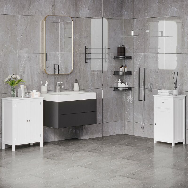 SoBuy Mobiletto Base per Bagno Mobile bagno con due ante Cassettiera da  bagno Armadio da bagno Bianco 76x30x80cm BZR50-W : : Casa e cucina