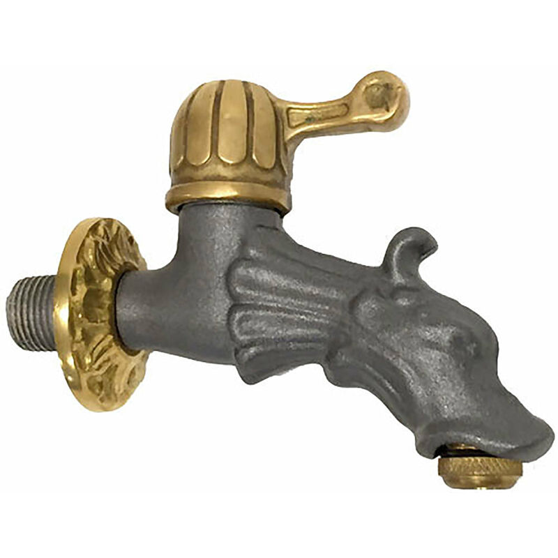 UZSYLE Rubinetto Da Giardino Arte Forma Di Animale Antico Campagna Rubinetto Esterno A Parete Lavatrice In Ottone Rubinetto Per Acqua Fredda Rubinetti Stile Retrò, Colore Bronzo