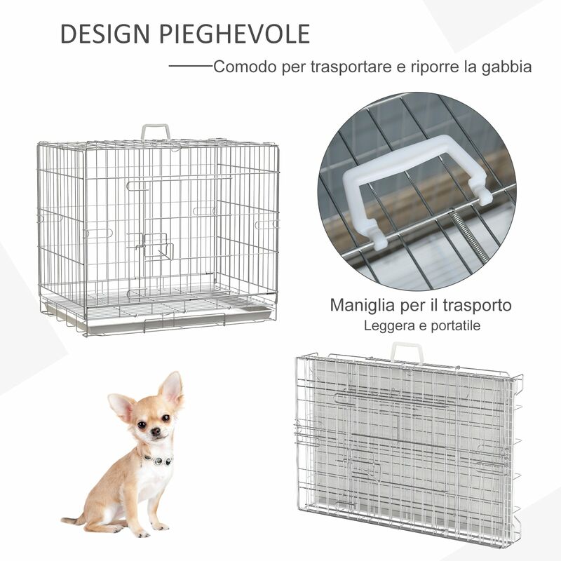 Trasportino Per Cani E Gatti Pieghevole EUGAD 60x42x42cm - Grigio, Con Cuscino, Per Auto E Casa - Foto 9