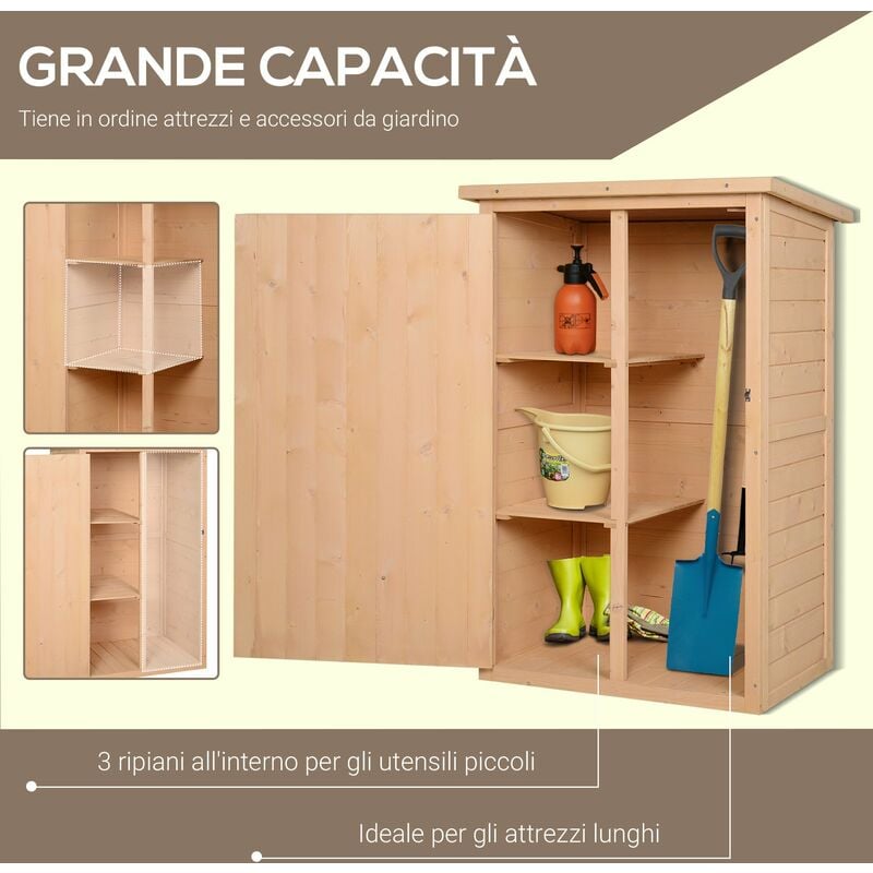 Casetta Box da Giardino in Legno di Abete 75x56x115 cm