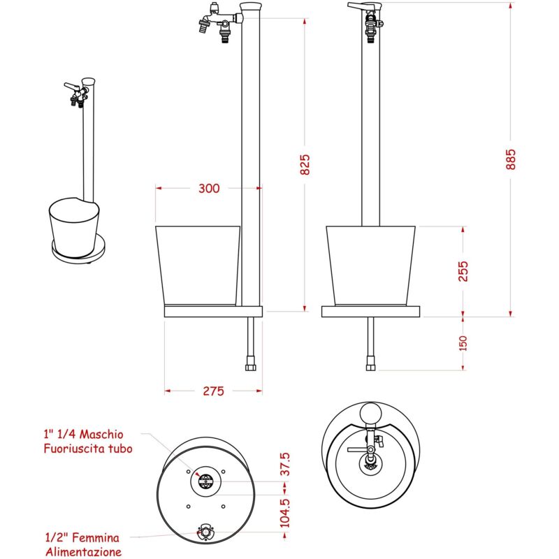 Fontana Da Giardino In Metallo Con Base Cemento - Modello BEL-FER 42/QVR, Colore Tortora - Foto 8