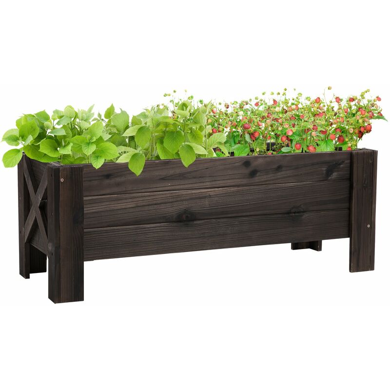 Fioriera da Giardino 100x35,5x36 cm in Legno Carbonizzato