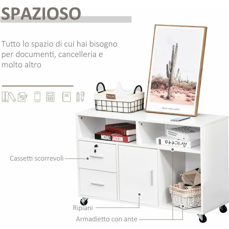 Scaffale stretto con 3 ripiani in MDF bianco EASY LIFE