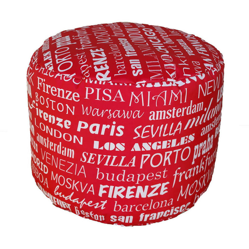 Pouf POUFF Puff PUF Tondo Arredamento Eco-Pelle POGGIAPIEDI Design Made In Italy (Nero