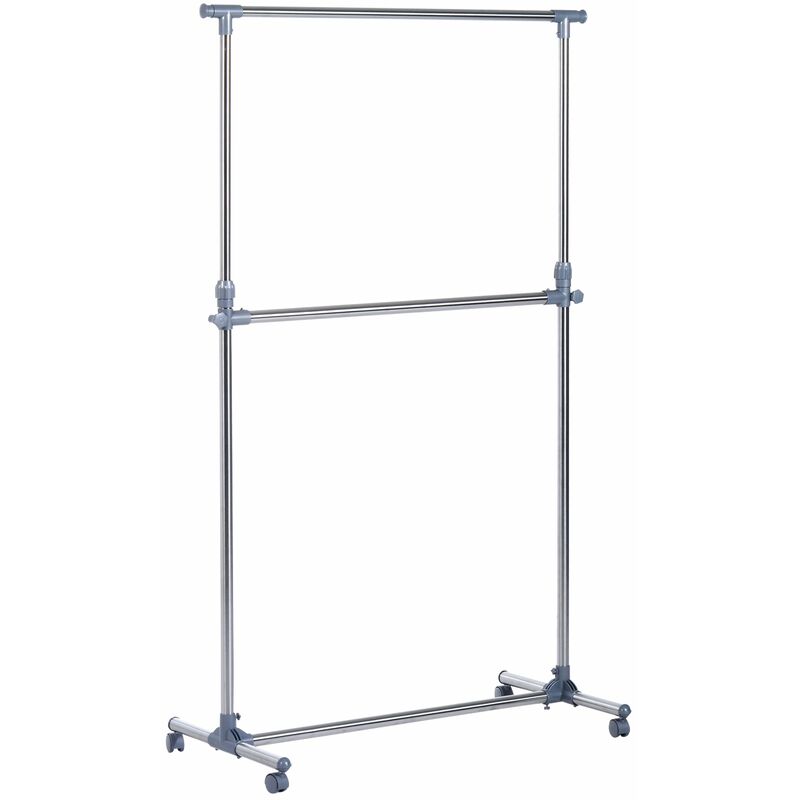 Stender Appendiabiti Estensibile 165x48x180 cm in Acciaio Inox e ABS Cromato