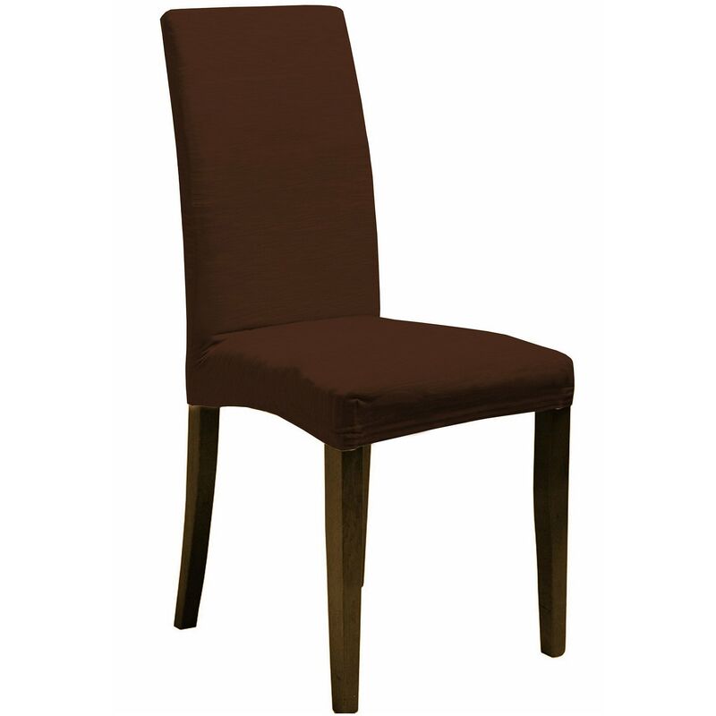 Copri Sedie Sala Da Pranzo Elasticizzati 6 Pezzi Beige Con Strisce Marroni - Con Schienale, Lavabili In Lavatrice, Spandex Resistente - 2