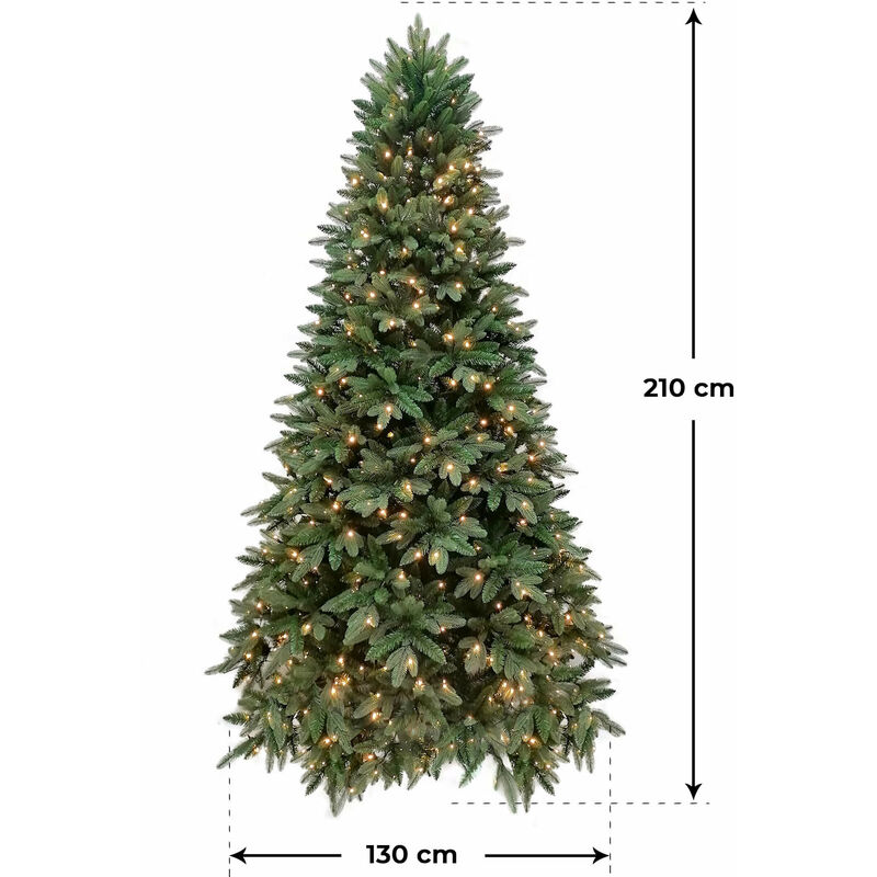 Albero di Natale Artificiale 210 cm 64 Rami 2229 Aghi Apertura ad Ombrello  Platano del Gargano Verde