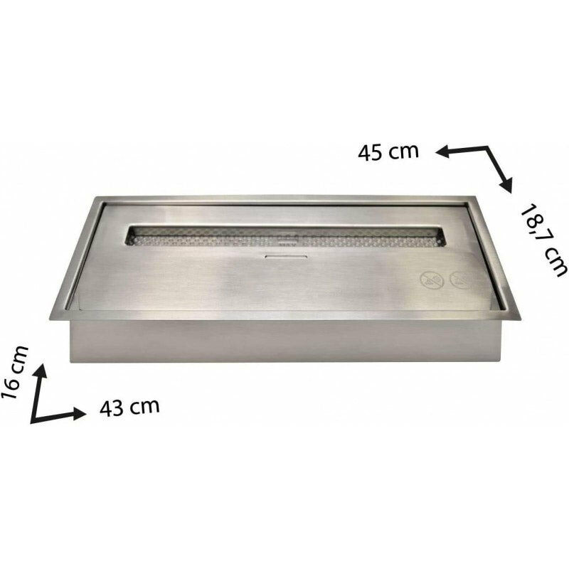 Bruciatore a Bioetanolo per Camini 45x18,7x9,5 cm 3,5L in Acciaio Inox