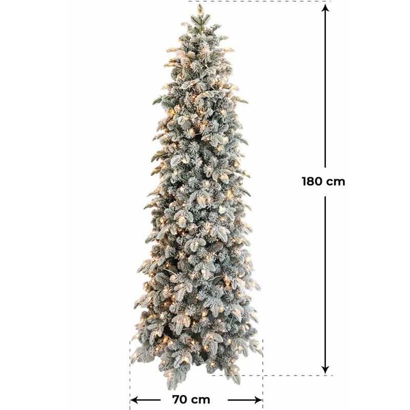 Albero di Natale Artificiale Innevato 240 cm 110 Rami 510 Luci LED Abete del  Gargano Verde