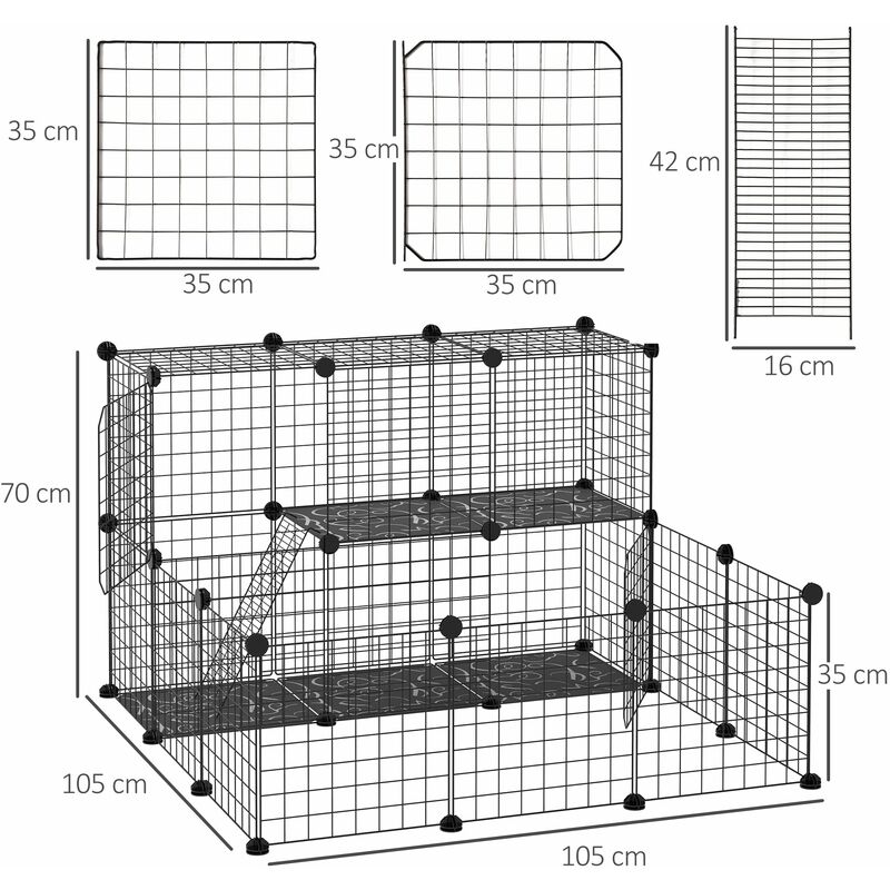 Gabbia per Conigli 105x70x45 cm in Metallo Nero – acquista su Giordano Shop