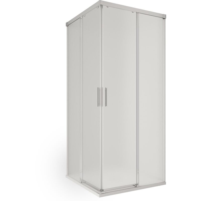 Box Doccia Angolare 2 Ante Scorrevoli in Cristallo Acidato 6mm H195 Bonussi  Sofie 80x80 cm