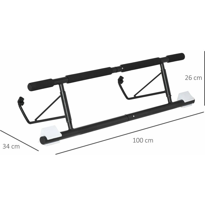 Barra Trazioni a Pressione su Porta 105x45x22 cm Max 110Kg Nero