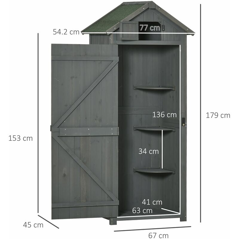 Casetta Box da Giardino Porta Utensili 77x54,2x179 cm in Legno Impermeabile  Grigio