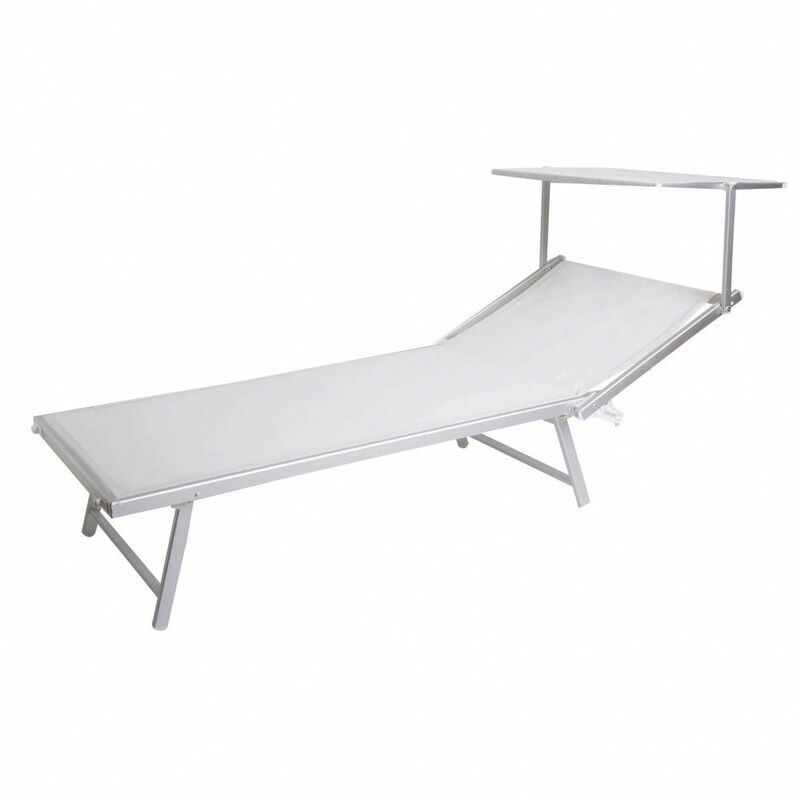 Lettino Prendisole da Giardino Cefalu XXL 213x85,5x40 cm in Alluminio Bianco