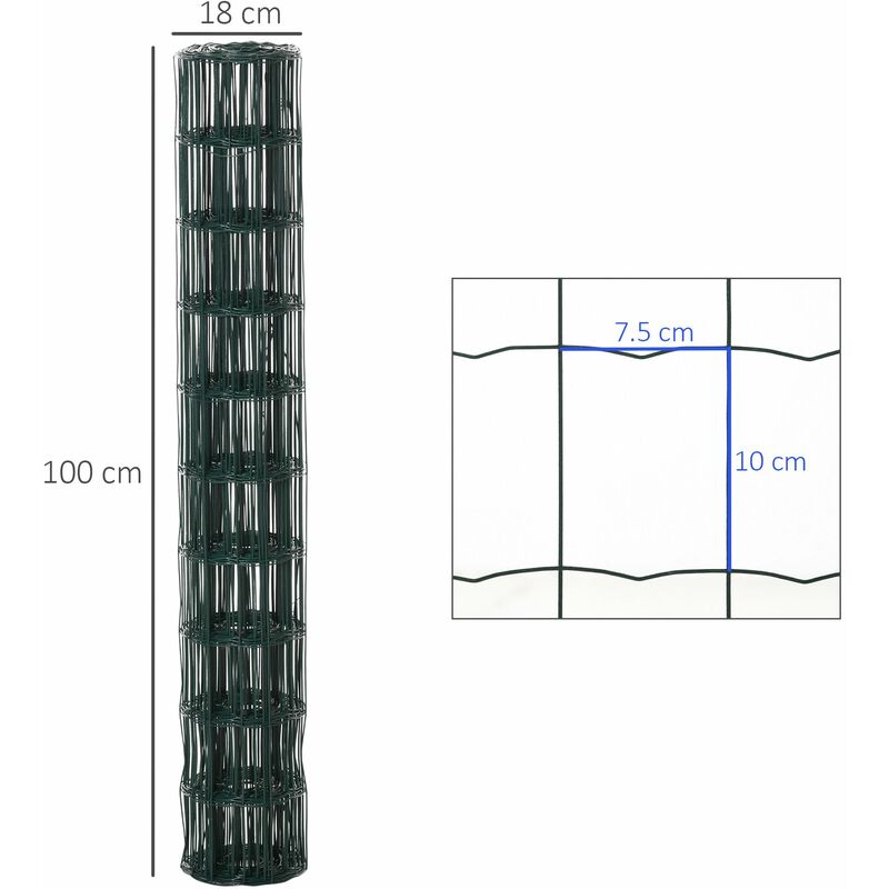 Rete di Recinzione 10x1m in Metallo e PVC Verde