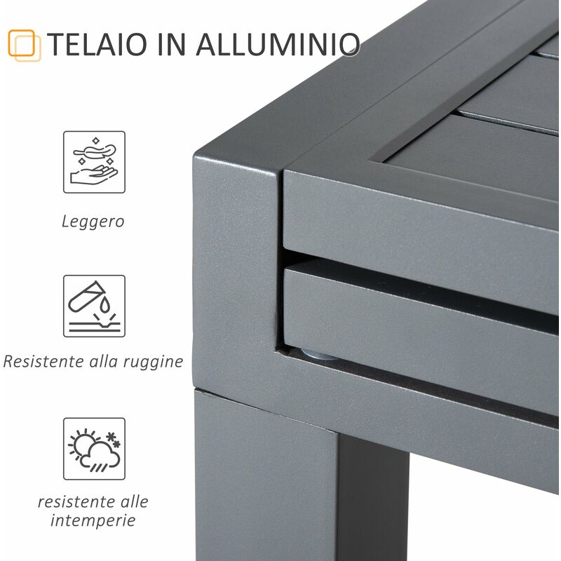 Tavolo Allungabile da Giardino 135-270x90x75 cm in Alluminio Grigio