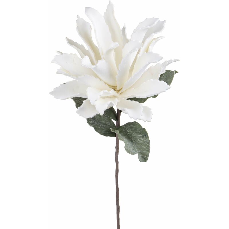 Set 2 Fiori Artificiali Ginger Foam con Foglie Altezza 70 cm Bianco