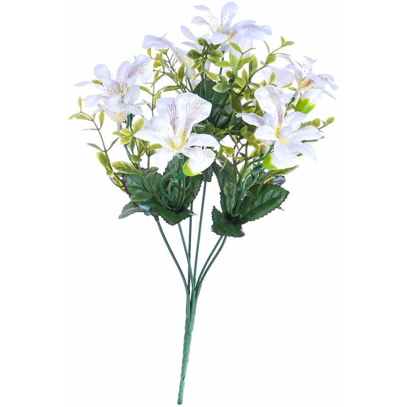 Set 8 Bouquet Artificiali Mini di Orchidee Altezza 30 cm Bianco