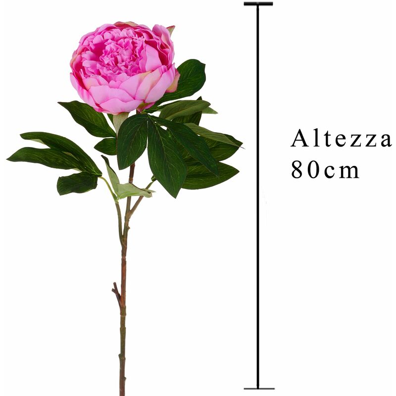 Set 3 Peonia Artificiale Altezza 80 cm Rosa